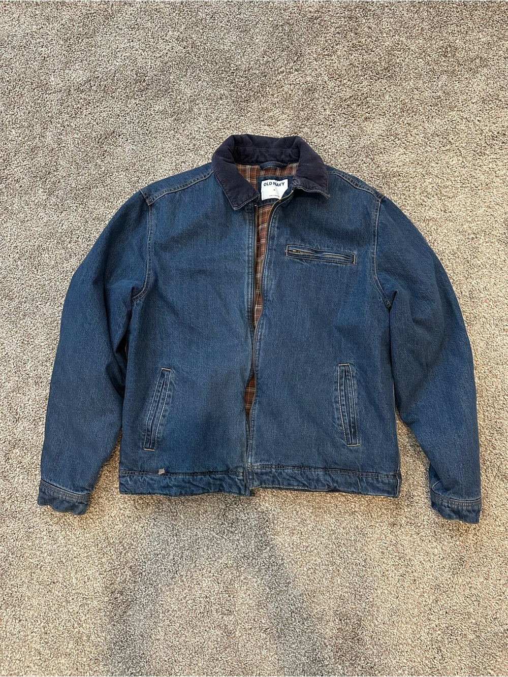 old navy flannel lined denim jacket